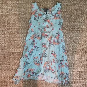 Sleeveless Lt Blue Tie Up Floral Cottagecore Large Spring Midi Dress
